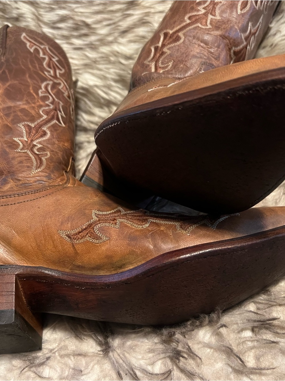 Lucchese Brown Leather Western Boots Sz 10.5 EE - Picture 14 of 16